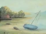 Waiting for the tide, arnside by Helen Bradley, Oil on board, sold Oct 2023