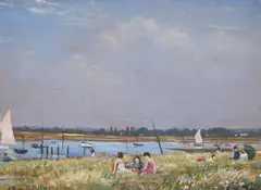 Bosham by Christopher Richard Wynne Nevinson, Oil on panel, sold Oct 2023