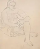 Study of a seated woman by Jean Berque, Pencil, offered Oct 2023