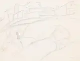 View of a town on a hill by Jean Berque, Pencil, offered Oct 2023