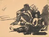 Seated figures by Josef Herman, Ink, sold Oct 2023
