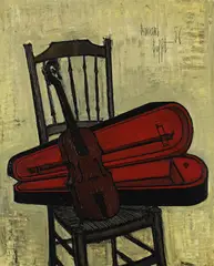 Nature morte au violon by Bernard Buffet, Oil on canvas, sold Oct 2023