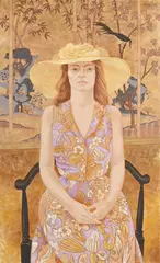 The yellow hat by Patricia O'brien, Oil on canvas, sold Oct 2023