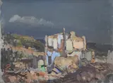Ruined houses in poggibonsi by Edward Seago, Oil on paper, sold Oct 2023