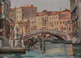 Ponte di cannaregio, venice by Clifford Eric Martin Hall, Oil on board, sold Oct 2023