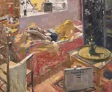 Lorraine in st. clements studio, mousehole by Ken Howard, Oil on canvas, sold Oct 2023