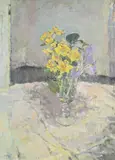 Jonquils in january by Diana Armfield, Oil on board, sold Oct 2023