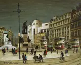 Piccadilly gardens by Arthur Delaney, Oil on board, sold Oct 2023