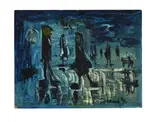 Rain by Lawrence James Isherwood, Oil on board, sold Oct 2023