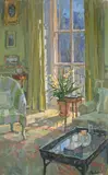 Sunlit drawing room by Susan Ryder, Oil on canvas, sold Oct 2023