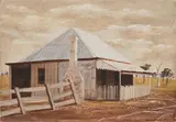 Drover's cottage by Helen Ogilvie, Oil on gesso ground, sold Oct 2023