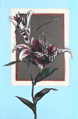 Lily by Michael Levantis, Oil, letraset and emulsion on canvas, offered Oct 2023