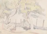 Stream in a wooded landscape by John Nash, Pencil, watercolour and crayon, offered Oct 2023