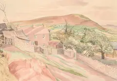 A welsh farm, llangennech by John Nash, 1948, Watercolour and pencil, sold Oct 2023