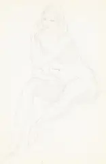 Nude study by Augustus John, Pencil and coloured crayon, sold Oct 2023