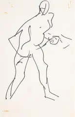 Figure study by Ivon Hitchens, drawing, offered Oct 2023