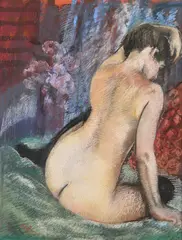 Nude with black stockings by Jacqueline Crofton, Pastel, offered Oct 2023