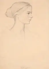 First sketch for portrait of geraldine cadbury by Joseph Southall, Pencil, sold Oct 2023