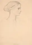 First sketch for portrait of geraldine cadbury by Joseph Southall, Pencil, sold Oct 2023
