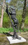 Leopard climbing a tree by Hamish Mackie, 2010, Bronze, sold Oct 2023