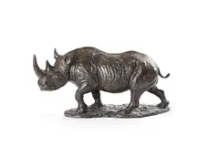 Black rhino by Kim Brooks, Bronze, sold Oct 2023