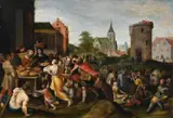 The multiplication of the loaves by Franz Franken Ii, Oil on panel, sold Oct 2023