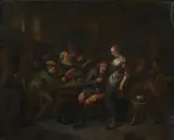 Tavern scene by Bernardus van Schijndel, Oil on canvas, sold Oct 2023