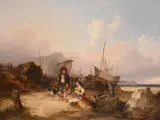 Fisherfolk on a beach by William Shayer, Oil on canvas, sold Oct 2023