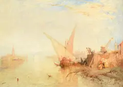 Moonrise at venice by James Baker Pyne, oil, sold Oct 2023