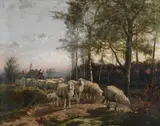 Shepherdess with her flock by Cornelius Van Leemputten, Oil on canvas, offered Oct 2023