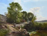 Landscape with figures by Henry John Boddington, Oil on canvas, sold Oct 2023