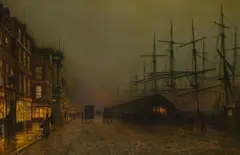 Glasgow docks by John Atkinson Grimshaw, Oil on canvas, sold Oct 2023