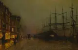 Glasgow docks by John Atkinson Grimshaw, Oil on canvas, sold Oct 2023
