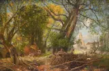 Duddingston church and barn by David Murray, Oil on canvas, offered Oct 2023