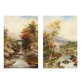 Highland river landsscapes by William Henry Mander, Oil on canvas, sold Oct 2023