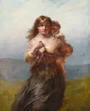 Mother and child by James John Hill, Oil on canvas, sold Oct 2023