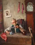 Teatime by Charles Spencelayh, 1899, Oil on canvas, offered Oct 2023