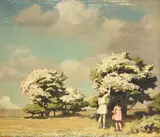 The blossom pickers by Garnet Ruskin Wolseley, Oil on canvas, offered Oct 2023