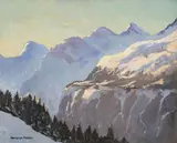 Alpine landscape by Edward Holroyd Pearce, Oil on canvas, sold Oct 2023