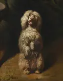 A begging poodle by Henry Bernard Chalon, Oil on canvas, sold Oct 2023