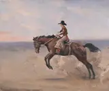 Cowgirl by Charles Simpson, Oil on canvas, offered Oct 2023