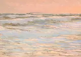 Pink light on the sea by Giorgio Belloni, Oil on panel, sold Oct 2023