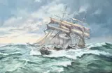 The cutty sark under reef sail by Robin Brooks, Oil on canvas, offered Oct 2023