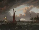 Shipping at the mouth of the amstel by Jacob Olibol, Oil on canvas, offered Oct 2023