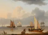 Ships at anchor by William Anderson, Oil on canvas, sold Oct 2023