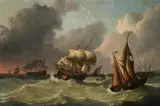 Shipping in choppy seas by Charles Martin Powell, Oil on canvas, sold Oct 2023