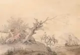 Travellers and cattle in a landscape by Thomas Gainsborough, Watercolour, sold Oct 2023