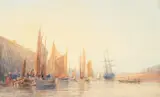 Calais harbour at low tide by David Cox, Pencil and watercolour, sold Oct 2023