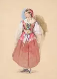 Study of a woman in the albanian costume by John Frederick Lewis, Pencil, watercolour and bodycolour, sold Oct 2023