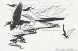 Mountain stream by Arthur Rackham, Ink and pen, heightened with white, sold Oct 2023